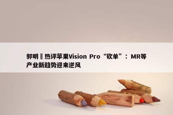 郭明錤热评苹果Vision Pro“砍单”：MR等产业新趋势迎来逆风