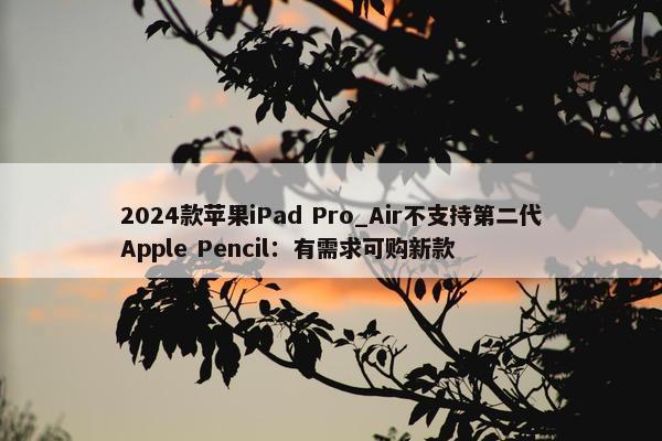 2024款苹果iPad Pro_Air不支持第二代Apple Pencil：有需求可购新款